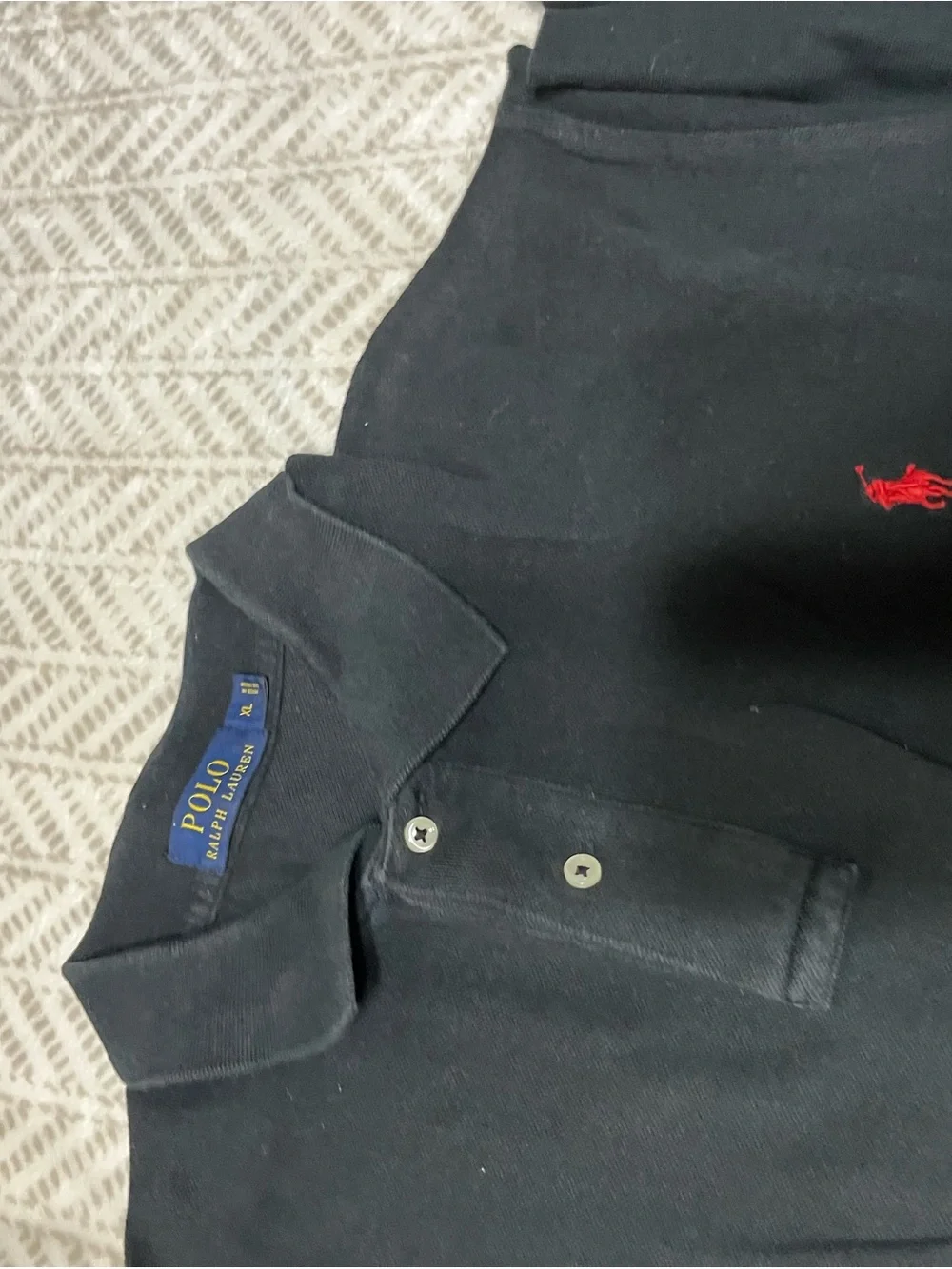Polo by Ralph Lauren Black Polo with Red Pony Embroidery XL